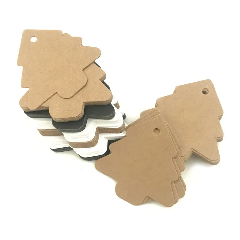50 шт./компл. этикетки из крафтовой бумаги в форме рождественской елки бирки для