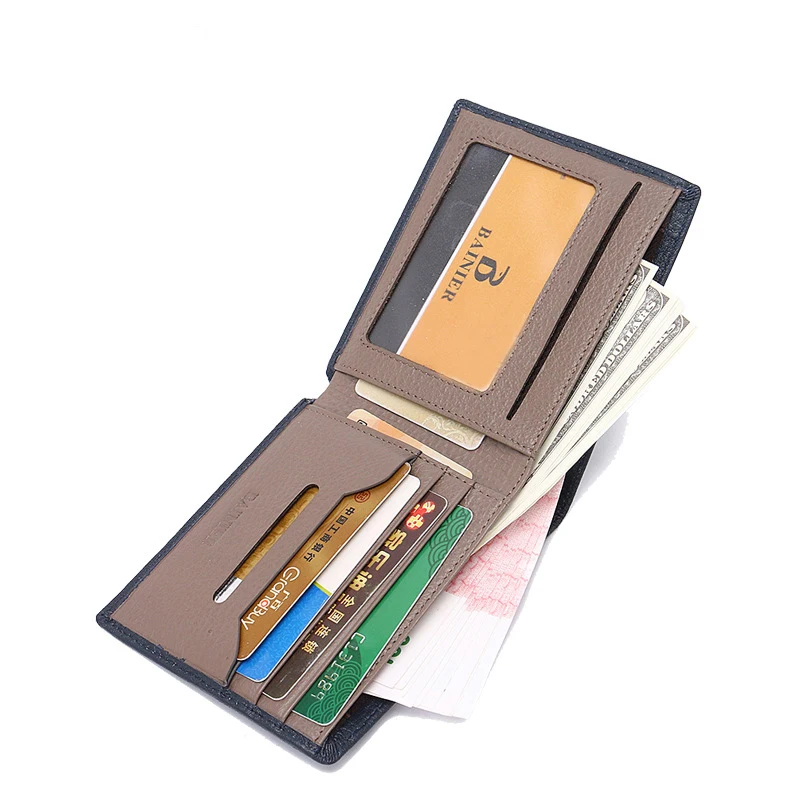 GENMEO Новое поступление из натуральной кожи Двойные кошельки Мужская бычьей