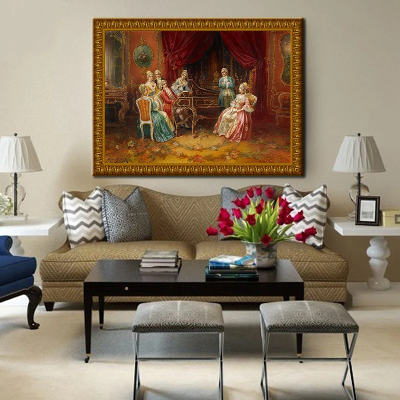 Классическая Музыкальная фигура дворца вечерние картины маслом печать на холсте