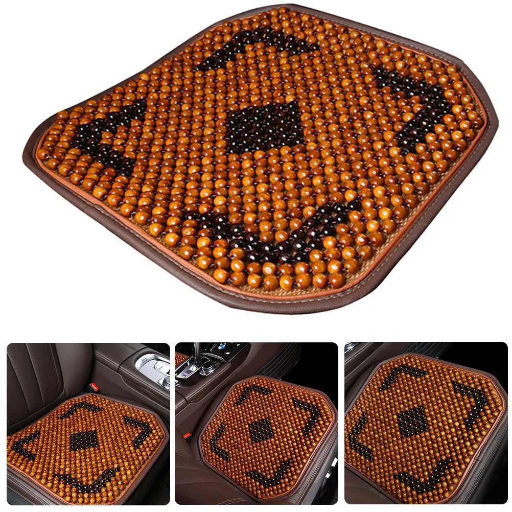 Wooden Beaded Summer Breathable Seat Cover Anti-slip Car Interior Chair Pad Cushion (Yellow) | Automobiles Covers
