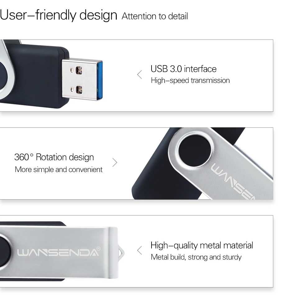 WANSENDA высокоскоростной OTG USB флэш накопитель Usb 3 0 32 Гб 64 128 ГБ 256 Микро флеш палка для