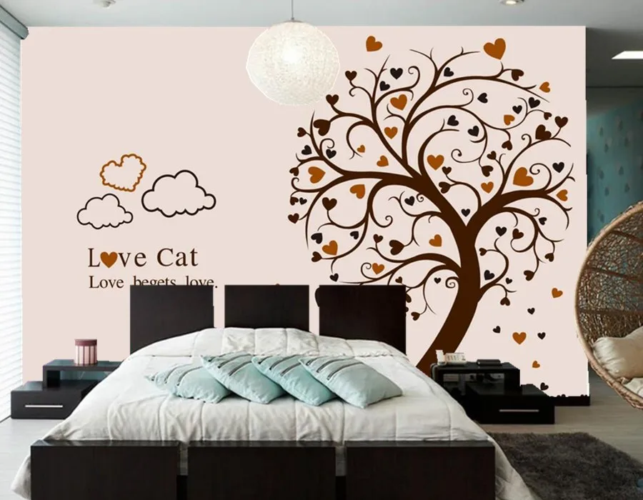 Большая роспись на заказ обои с милыми мультяшными деревьями и кошками фоны для