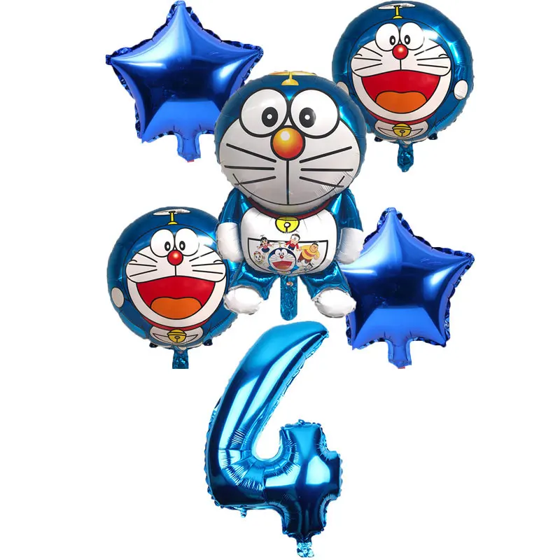 6 шт./компл. Doraemon 32 дюймов воздушные шары с номером музыкальная кошка Круглый гелиевый Свадебный шар Декор с днем рождения принадлежности для вечеринки воздушный шар
