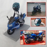 ooak art collection polymer clay motorbike model handmade bobblehead riding real doll model gift to motorcyclist