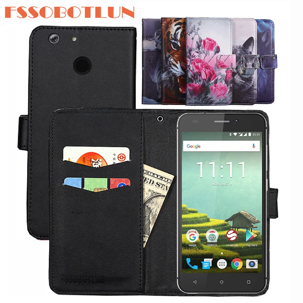 

FSSOBOTLUN 9 Colors For Senseit T100 Case PU Leather Retro Flip Cover Shell Magnetic Fashion Wallet Cases Kickstand Strap