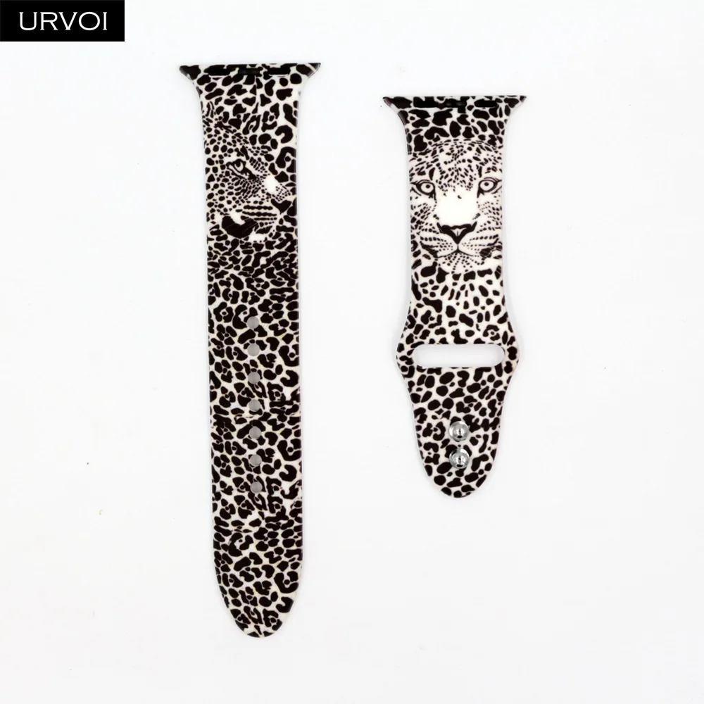 Style A URVOI силиконовый ремешок для apple watch спортивный ремешок для iWatch apple watch Series 5 4 3 2 1 Замена Фламинго леопарда 40 мм 44 мм - Цвет ремешка: Style A