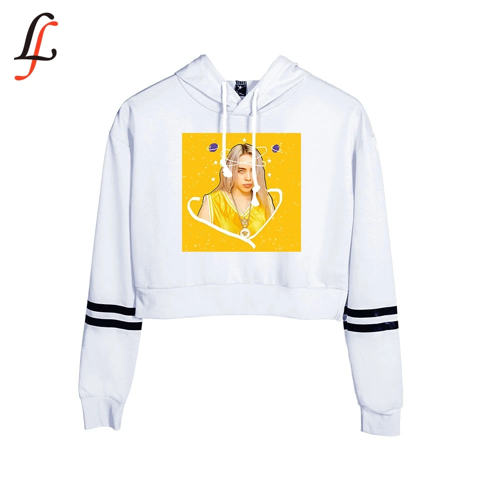Billie Eilish новые сексуальные толстовки с капюшоном, модный тренд, укороченный топ, Женская толстовка с принтом, Сексуальная популярная одежда K