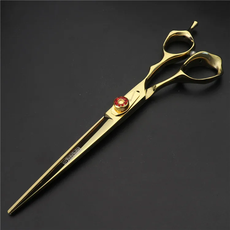 Golden Cutting 7 дюймов фиолетовый дракон собака Уход Ножницы Набор Собака Ножницы Профессиональные изогнутые ножницы для резки Истончение makas tijeras - Цвет: Golden Cutting