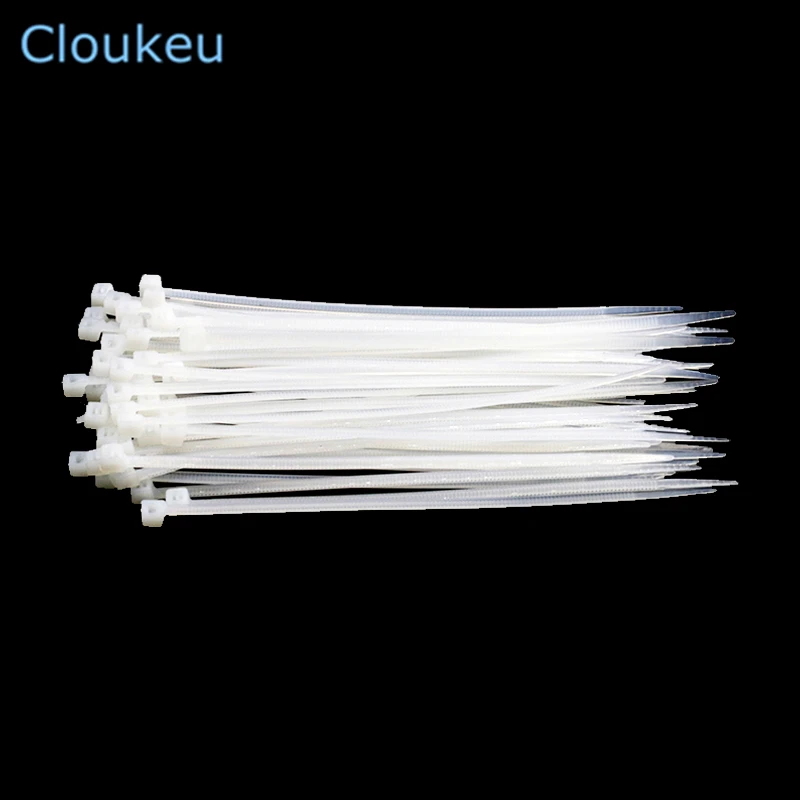 

(20 шт) Белый 5*400 мм самоблокирующийся нейлоновый кабельный галстук пластиковый жгут проводов стяжка