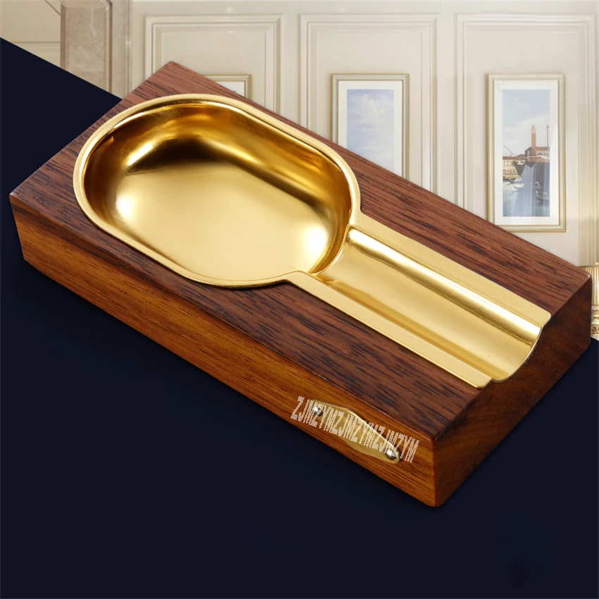 

LC-072 High-end Cigar Ashtray Creative Portable Large Size Luxury Ashtray High-quality Metal Smoke Groove Wooden Cigar Ashtray