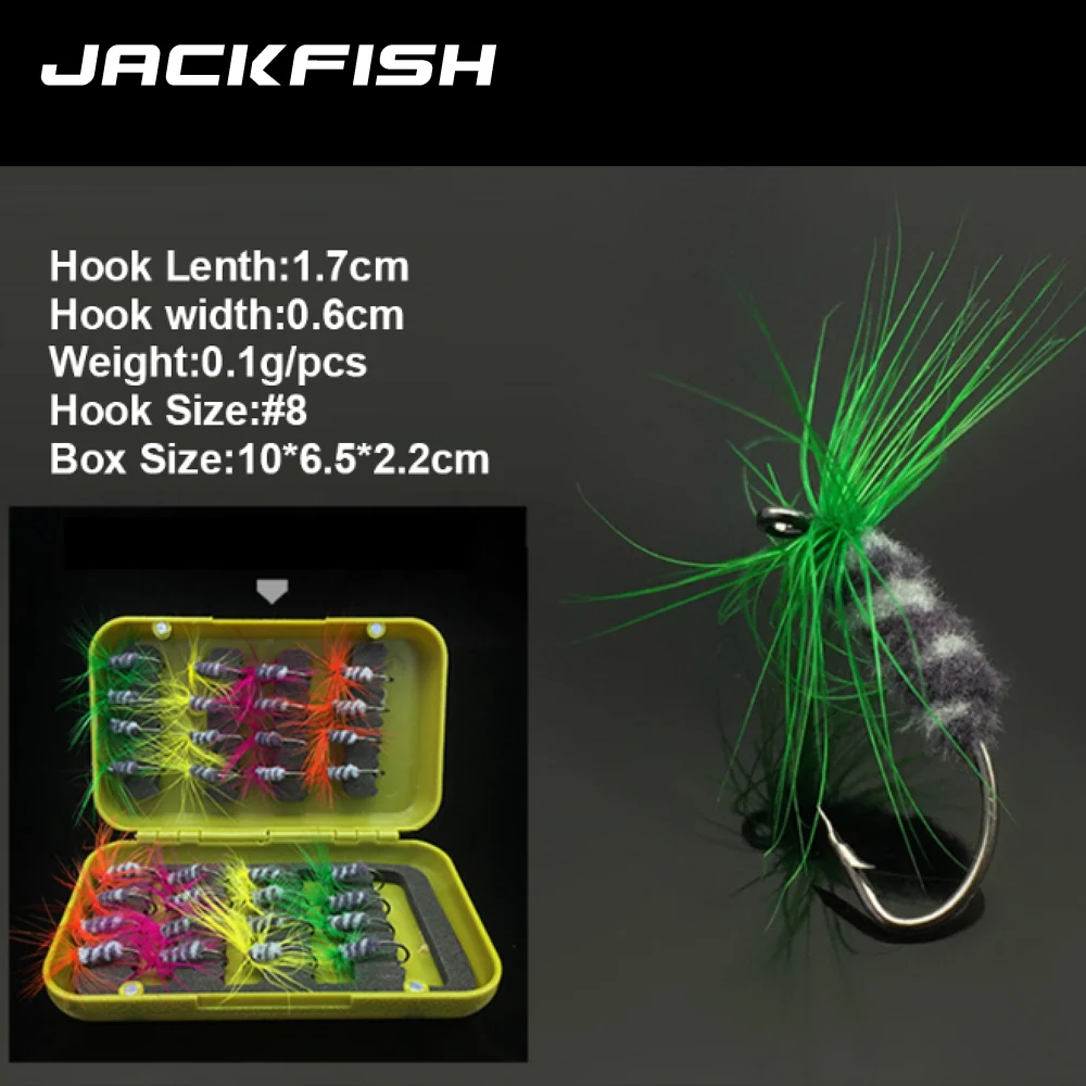 JACKFISH 32 шт./лот приманка для ловли нахлыстом одиночные приманки сухой подледной