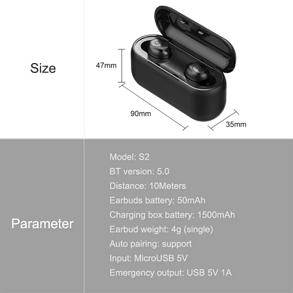 In Store Ubeamer TWS Bluetooth 5.0 Earphone Long Standby. Wireless Headset 1500mAH Battery Case for music/call HIFI earphone