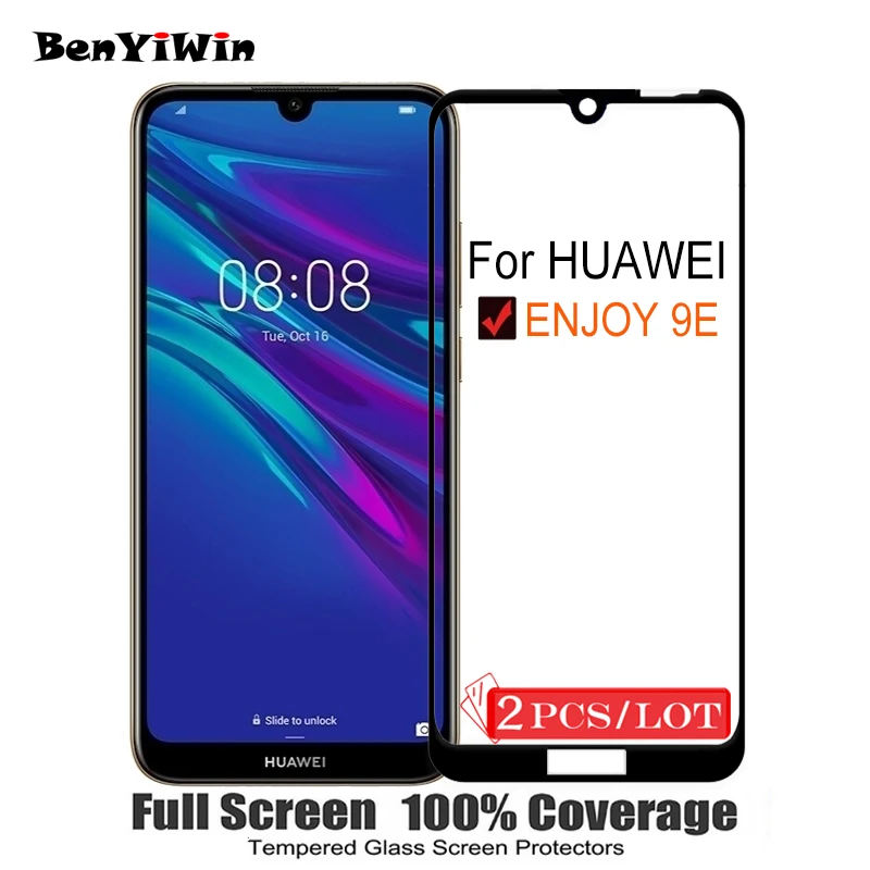 2 шт. 100% оригинальное закаленное стекло с полным покрытием для Huawei Enjoy 9E защита