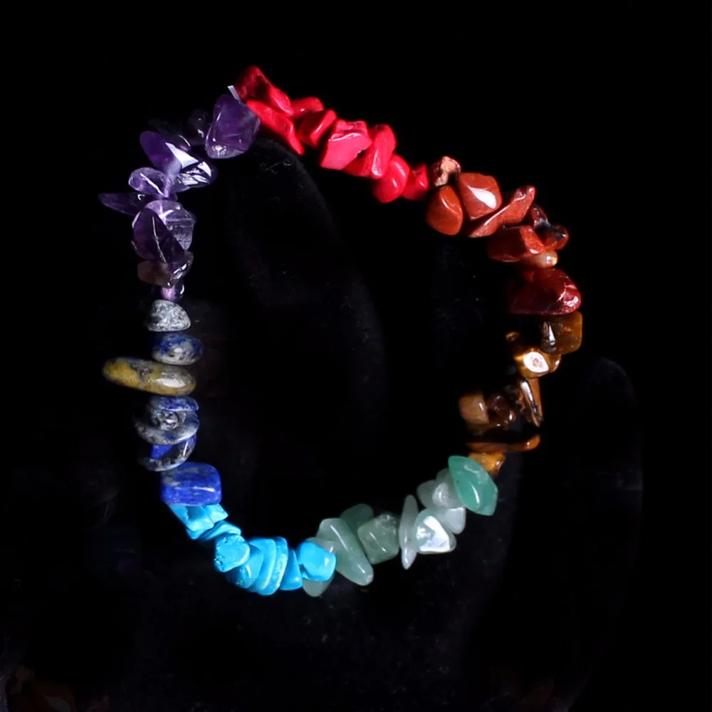 7 Чакр Исцеляющие балансирующие бусины браслеты для йоги Crystal чипы из