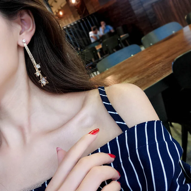 Женские серьги капельки с фианитом круглые и большие в подарок 004|tassel drop earrings|tassel