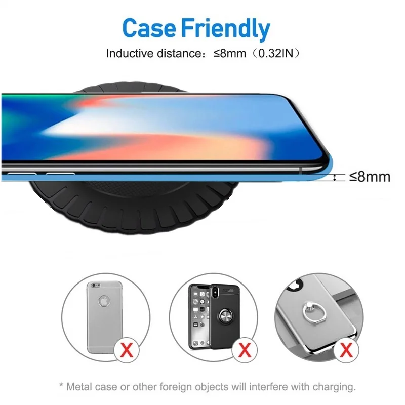 Tongdaytech Qi Беспроводное зарядное устройство для Iphone X, XR, 8 Plus, 11, портативный зарядный коврик для мобильного телефона, для samsung S10, S9, S8, Xiaomi Mi, 9