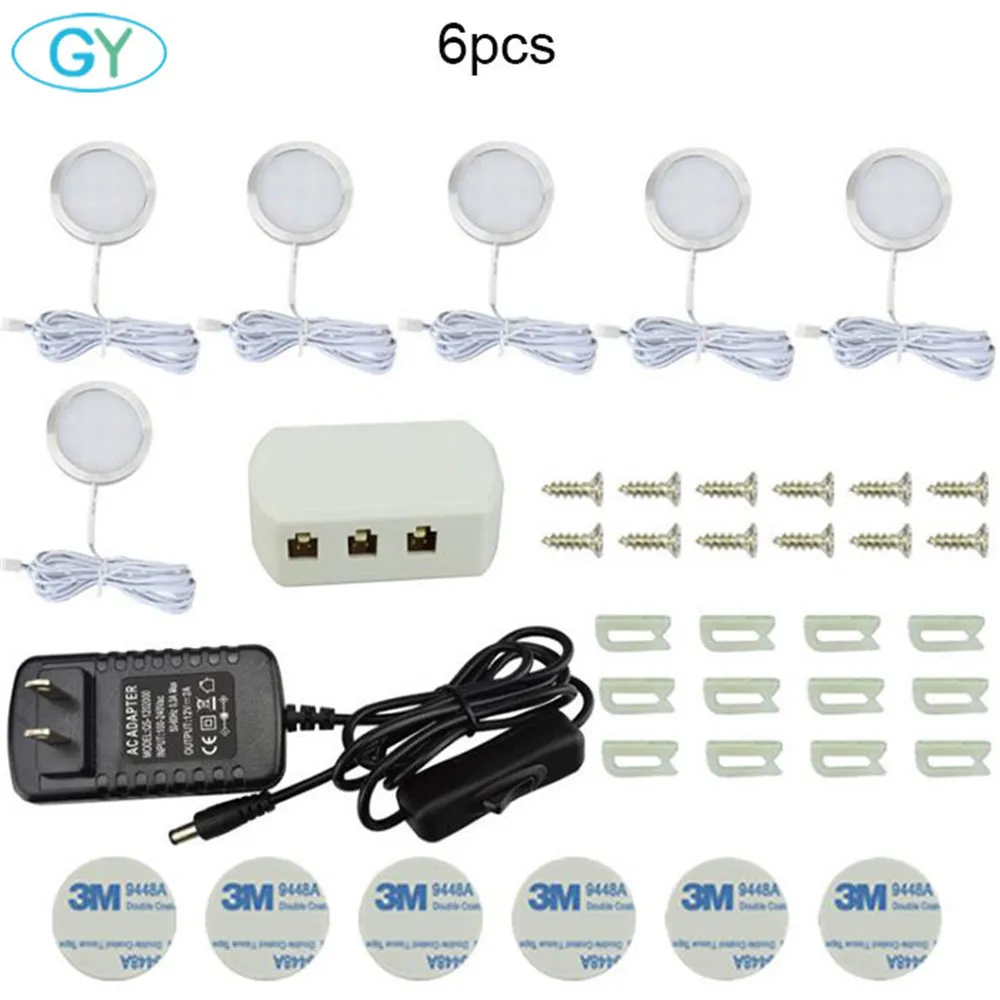 6 lights set DC12V Светодиодный светильник для шкафа, 2,5 Вт 12 Светодиодный светильник для шкафа, светодиодный светильник для кухонных шкафов, 12 В светодиодный светильник s для шкафов - Цвет: 6 lights set