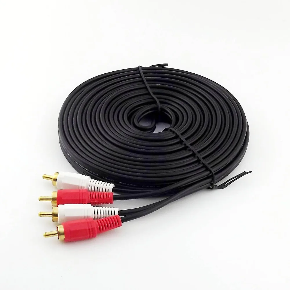 

10 шт. 33 ФУТА 10 м двойной телефонный 2 RCA кабель аудио свинцово-Золотой двухштырьковый ТВ проектор 2 RCA ШНУР