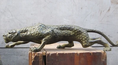 WBY+++ free shipping 28&quotChinese Folk Classical bronze handwork carved Leopard wild animal statue | Дом и сад