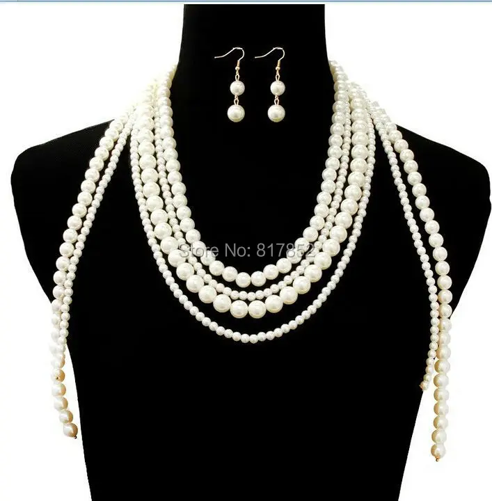 

Fashion Style P13 Women Imitation White Pearls Necklace Beads Body Jewelry Pearls Jewelry