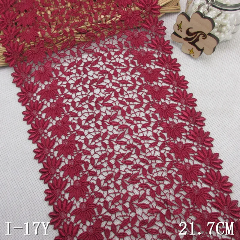 10yards 217MM Wide Polyester Water soluble lace embroidered for home decoration DIY sewing Burgandy | Дом и сад