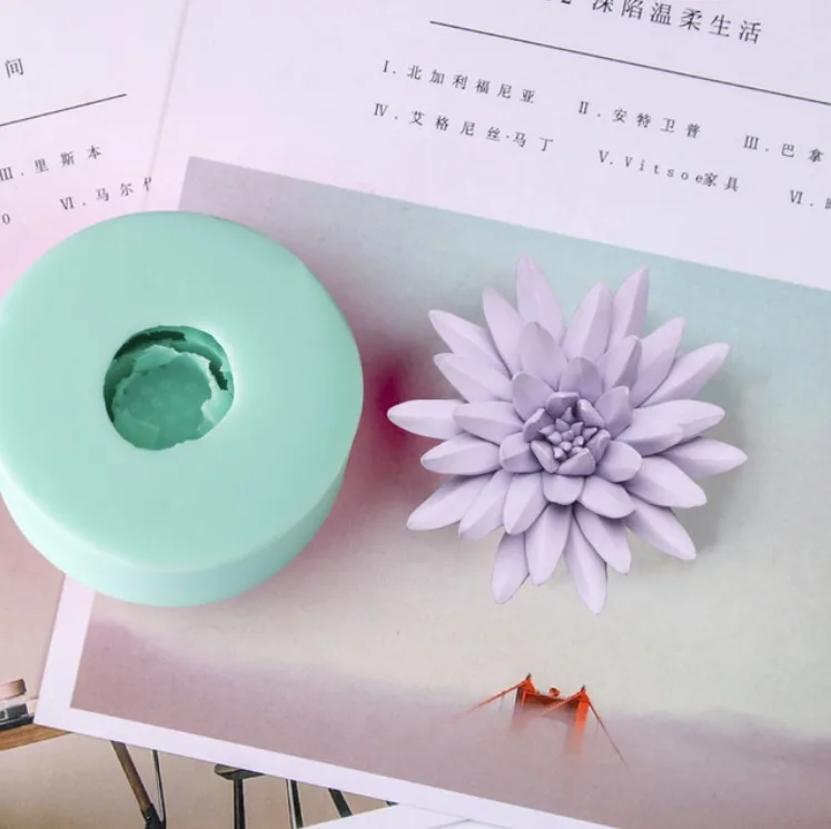 

HC0037 Silica gel 3D molds Purple Lotus silicone soap mold candle mold aroma mould handmade soap making resin clay molds