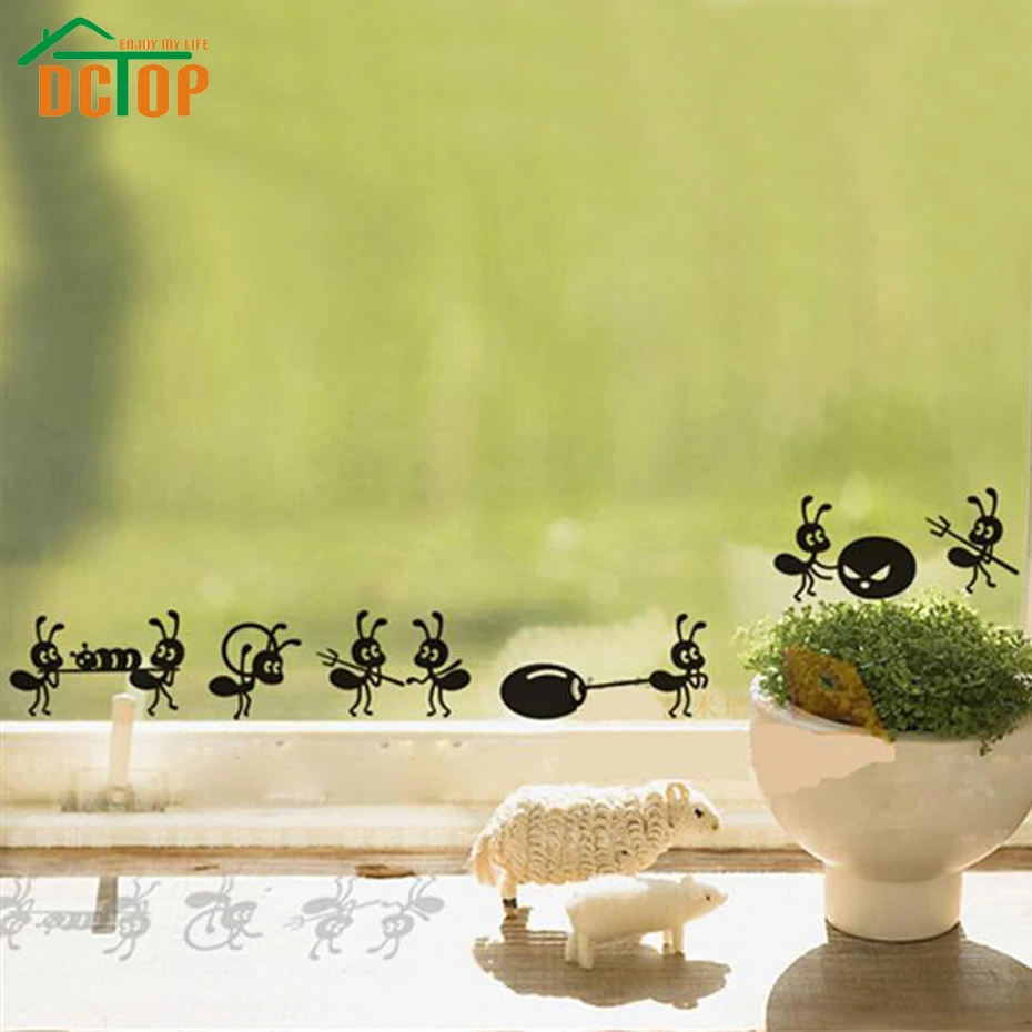 DCTOP 8 Ants Move House Funny Wall Stickers Home Decor Creative Adhesive Vinyl Decals Kitchen Decoration | Дом и сад