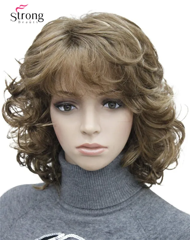 StrongBeauty Short Tousled Curls Brown,Auburn,Blonde Full Synthetic Wigs COLOUR CHOICES