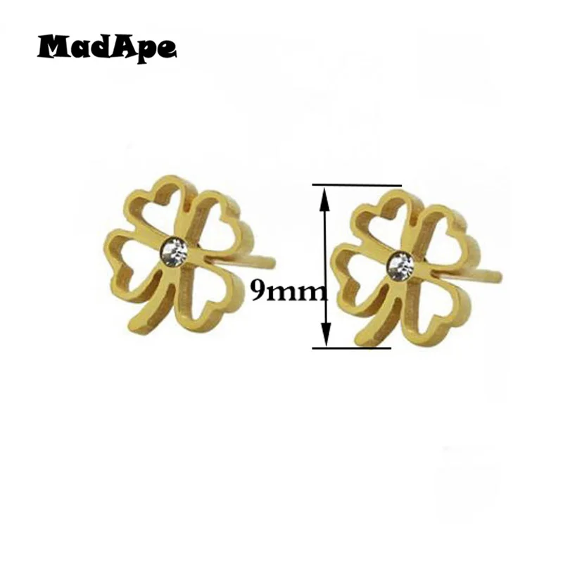 Женские серьги гвоздики из нержавеющей стали с цирконом|Серьги-гвоздики| |