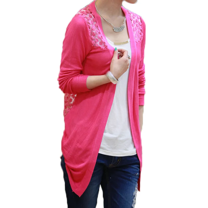 Vintage Lace Long Cardigan Female Spring Summer Cardigans Knitted Women Sweaters Elegant Blusas Mujer Gilet Big Size Sueter |