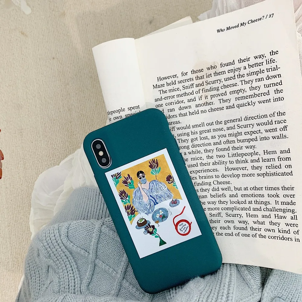Ourpho INS художественная иллюстрация чехол для iPhone X XR XS MAX жидкий силикон утолщение