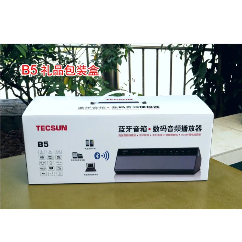 Original TECSUN B5 Bluetooth Wireless Receiver Hi-Fi Digital Music Player FM Radio Loudspearker Box Via USB Jack Black/White | Электроника