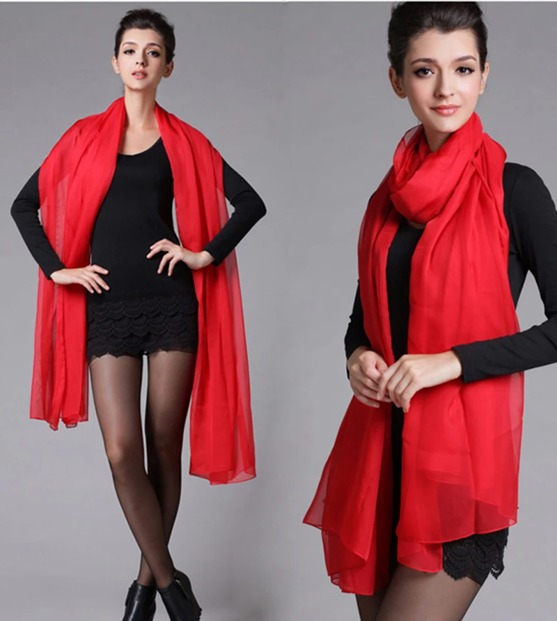 Черный Белый слоновой кости Красный шифон Шаль Свадебная накидка/Палантин