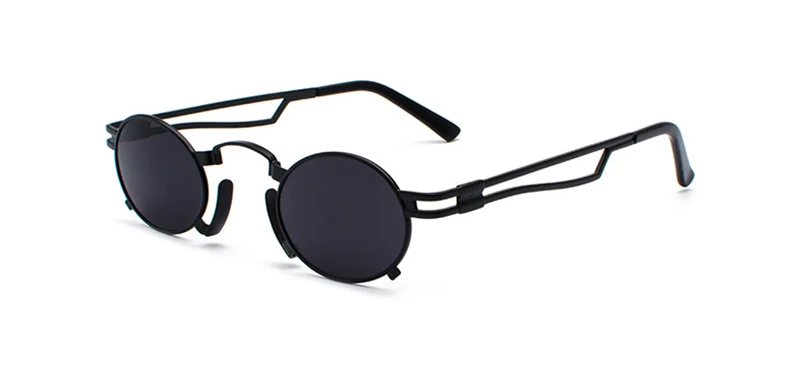 Black w black LEIDISEN модные стимпанк Солнцезащитные очки Мужские овальные металлические солнцезащитные очки для женщин брендовые дизайнерские винтажные стильные солнцезащитные очки UV400 - Цвет линз: Black w black