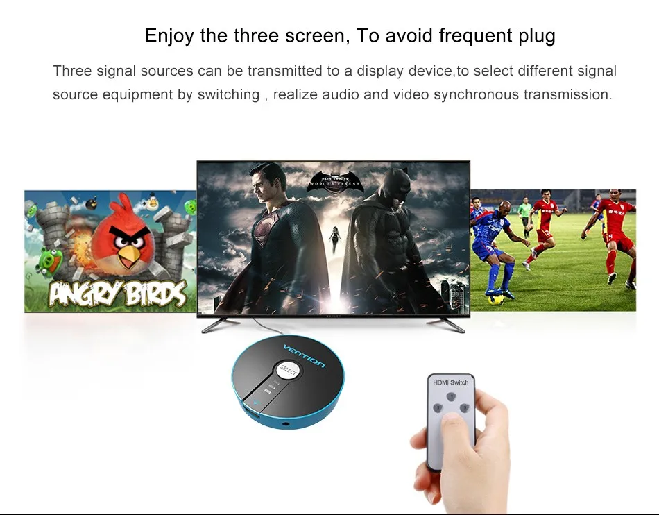 Высокоскоростной Переключатель Vention 3 в 1 HDMI сплиттер переключатель для XBOX PS3 Smart