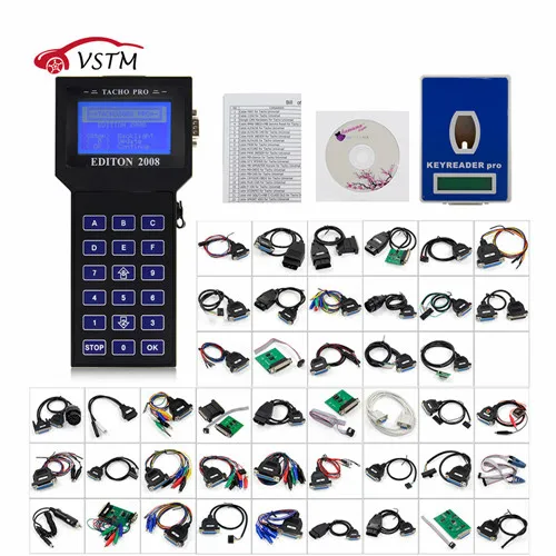 full set Горячая распродажа! Универсальный Tacho Pro V2008 Июльская версия разблокировка Версия коррекция пробега Tacho Pro 2008 Основной блок/полный комплект - Цвет: full set