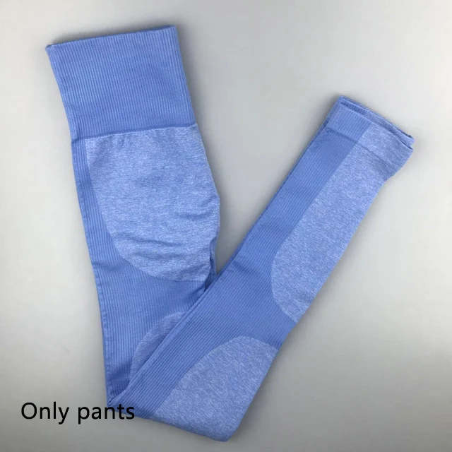 blue pants 2 шт., энергетический бесшовный Набор для йоги, одежда, леггинсы+ спортивный бюстгальтер тренировочный костюм для занятий йогой, Женский комплект для фитнеса, одежда для активного бега - Цвет: blue pants