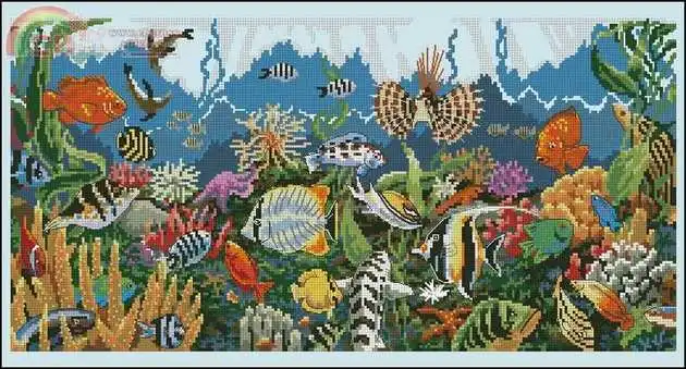 Высококачественный красивый комплект для вышивки крестиком подводный рай под