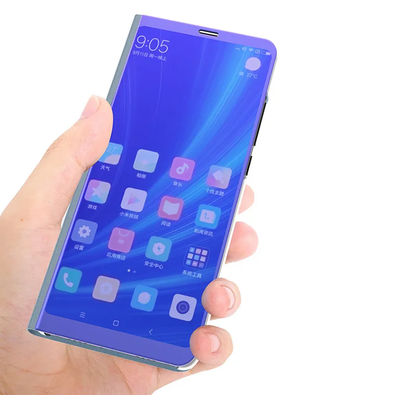 Чехол для Xiaomi Redmi 4x роскошный флип стенд сенсорный кожаный mi ror View 360 полная защита