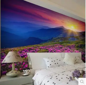 

Custom photo wallpaper 3D bedroom living room wallpaper TV background natural scenic mountain sunrise flowers wallpaper mural