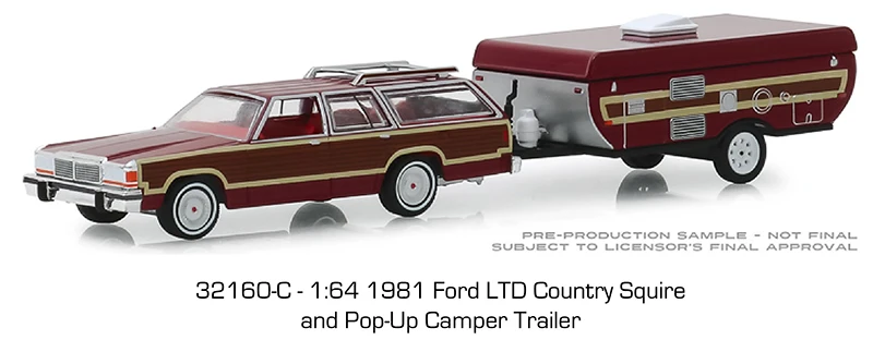 GreenLight 1:64 1981 Ford LTD кантри сквир всплывающий Кемпер игрушечный автомобиль из сплава