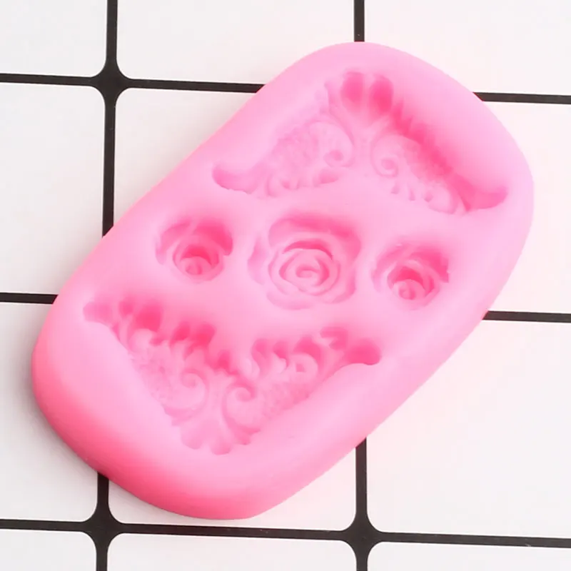 Scroll Corner Relief Border Silicone Molds Rose Flower Cupcake Topper Fondant Mold Cake Decorating Tools Candy Chocolate Mould | Дом и сад