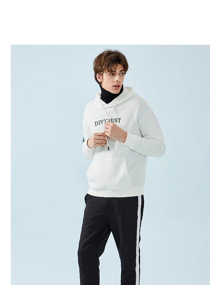 SEMIR мужская вышитая Толстовка с капюшоном, пуловер с капюшоном с аппликацией на рукаве, Стильная Спортивная толстовка с карманом-кенгуру