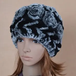 (TopFurMall) Оригинальная трикотажная женская зимняя Цветочная шапка женский