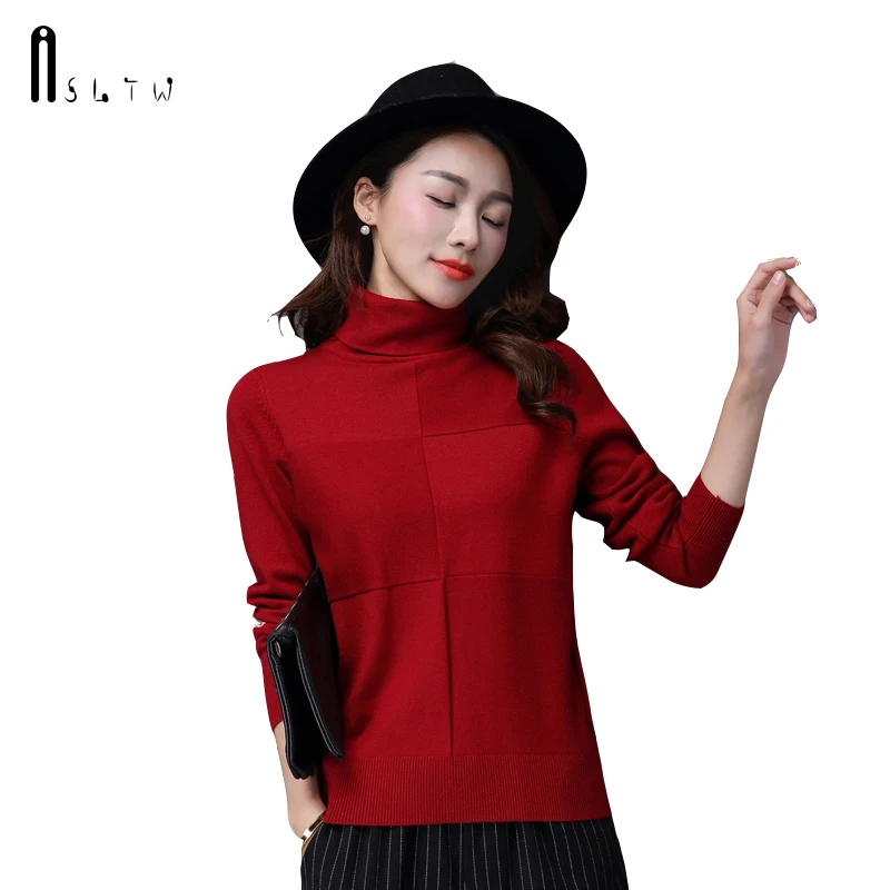 ASLTW Women's Sweater New Casual Solid Turtleneck Pullover Women Casaco Feminino Long Sleeve Jumper | Женская одежда