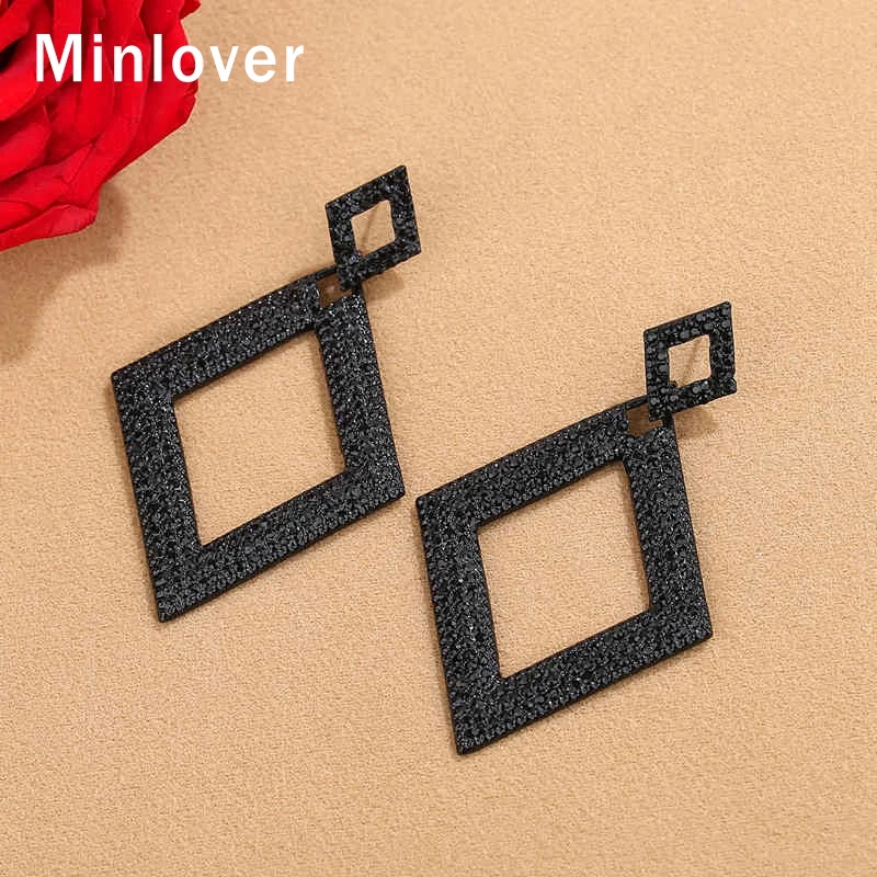 Женские Геометрические серьги Minlover большие серьги-капельки со стразами черного