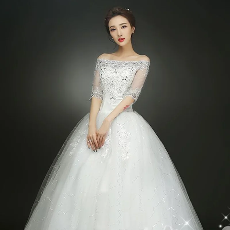 Свадебные платья Robe De Mariee Princesse Свадебные платья Аппликация половинные рукава пышные платья невесты аксессуар для невесты Корейский стиль TS426
