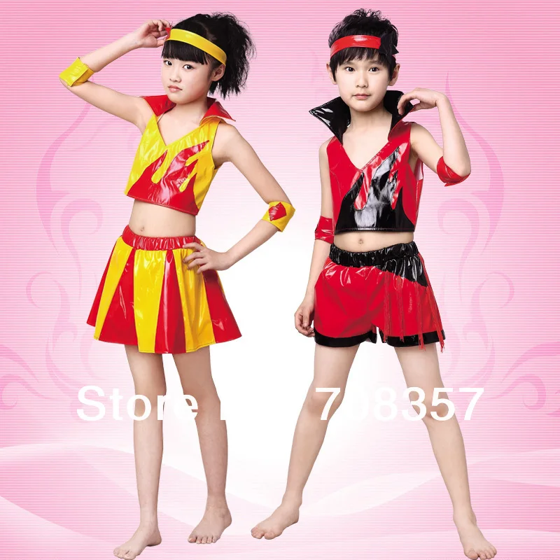 

Модные детские Джаз-костюмы из мягкой кожи Unix для девочек и мальчиков, Современная Одежда для танцев, одежда для бальных танцев, красный, жел...