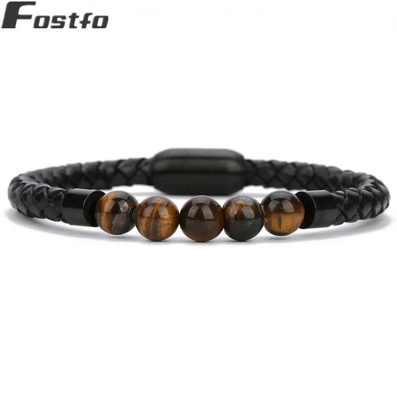 Очаровательные браслеты из лавового камня для женщин и мужчин черного