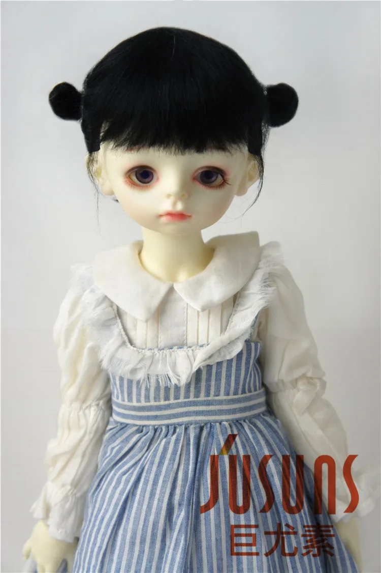 8-9inch Black JD415 большой размер две косы BJD мохер парики в размере 8-9 дюймов 10-11 дюймов для кукол мягкие модные волосы куклы аксессуары - Цвет: 8-9inch Black